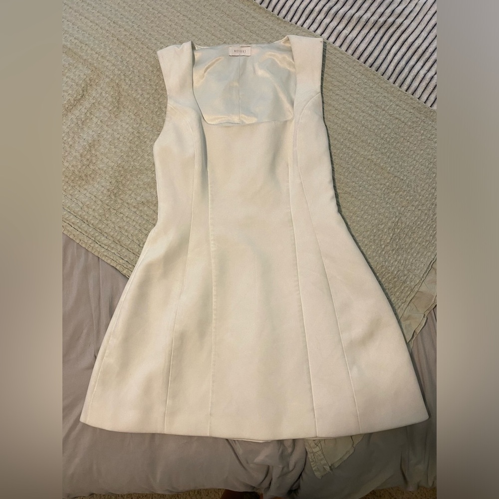 MESHKI Crepe Mini Dress - Ivory, Small